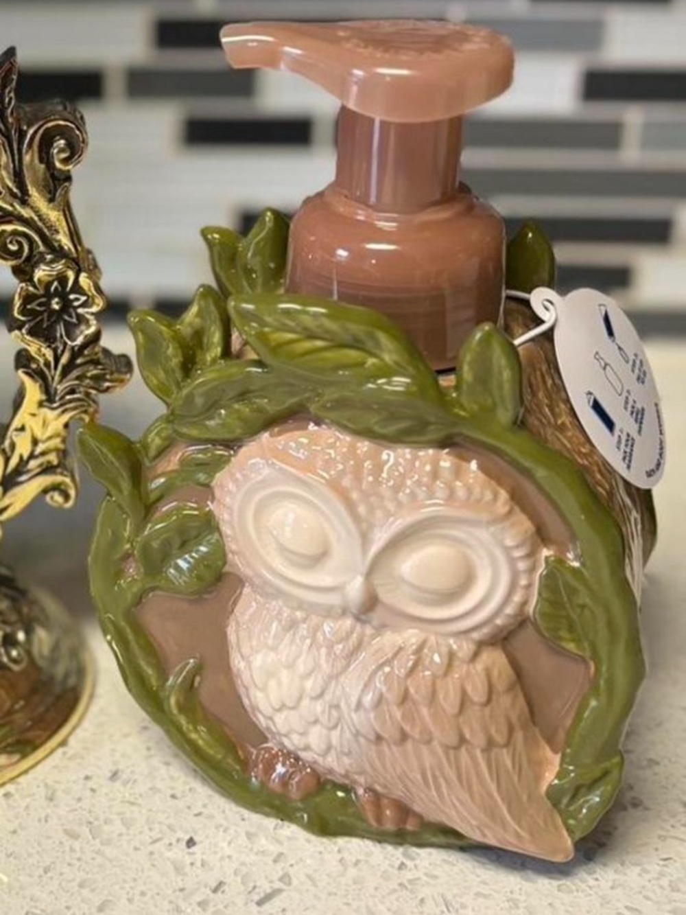 New bath and body works Owl on a branch Soap Dispenser cover
